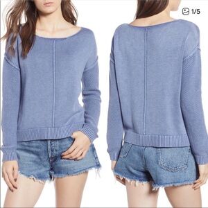 Rails Erin Tight Knit Long Sleeve Sweater in Sandwashed Indigo Size Medium $168